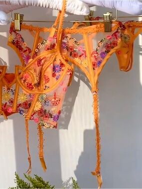 For Love & Lemons Meadow Embroidery Garter Belt